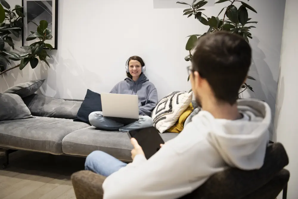 couple-working-together-from-home-devices 5 Reasons Why Teenagers Use Drugs. Tips for Parents