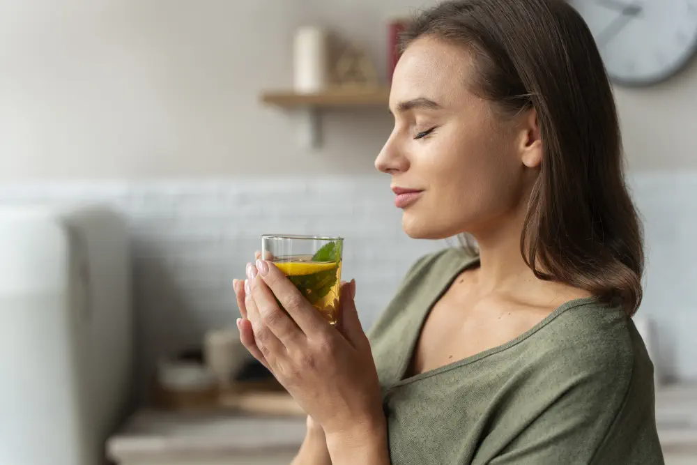 person-drinking-kombucha-home-kitchen What Happens During Detox from Alcohol?