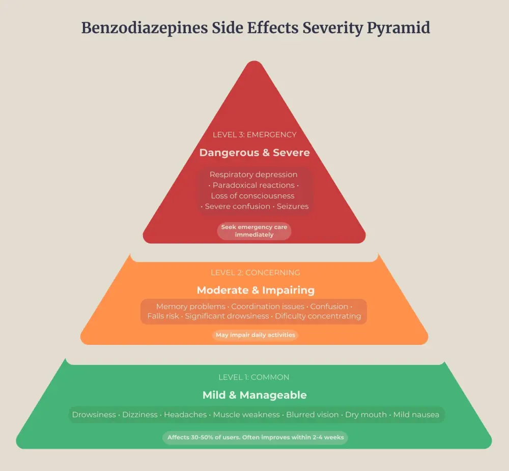 Benzodiazepine side effects severity pyramid.