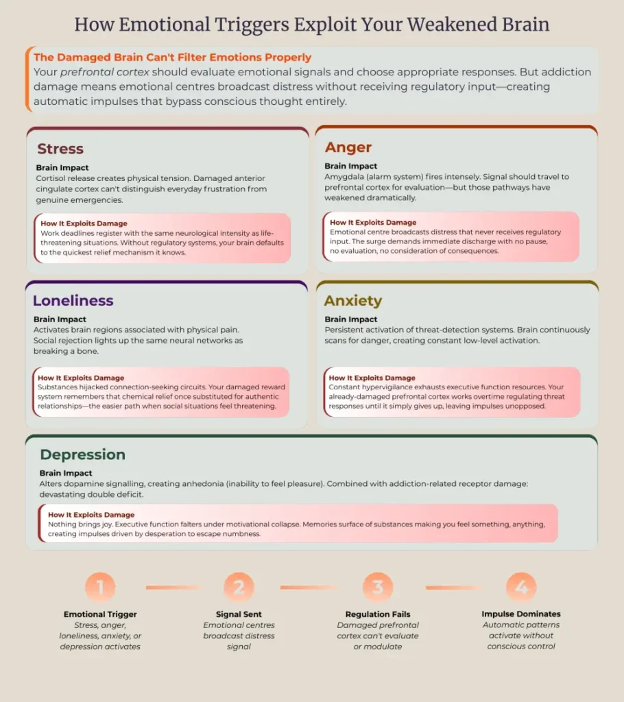 Identifying emotional triggers for relapse prevention.